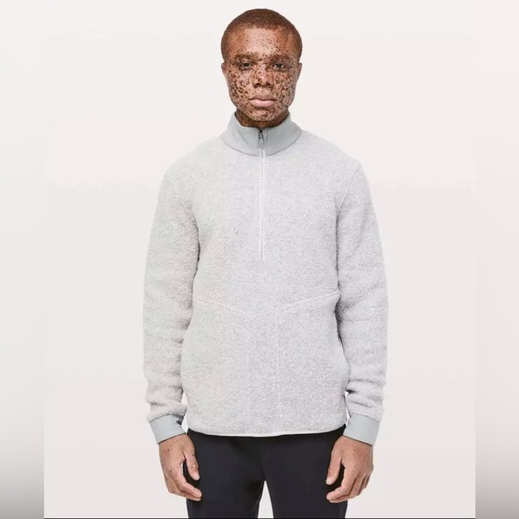 LULULEMON Tundra Trek 1/2 Zip Heathered Silver Spoon Pullover Sweatshirt Medium - Picture 1 of 8